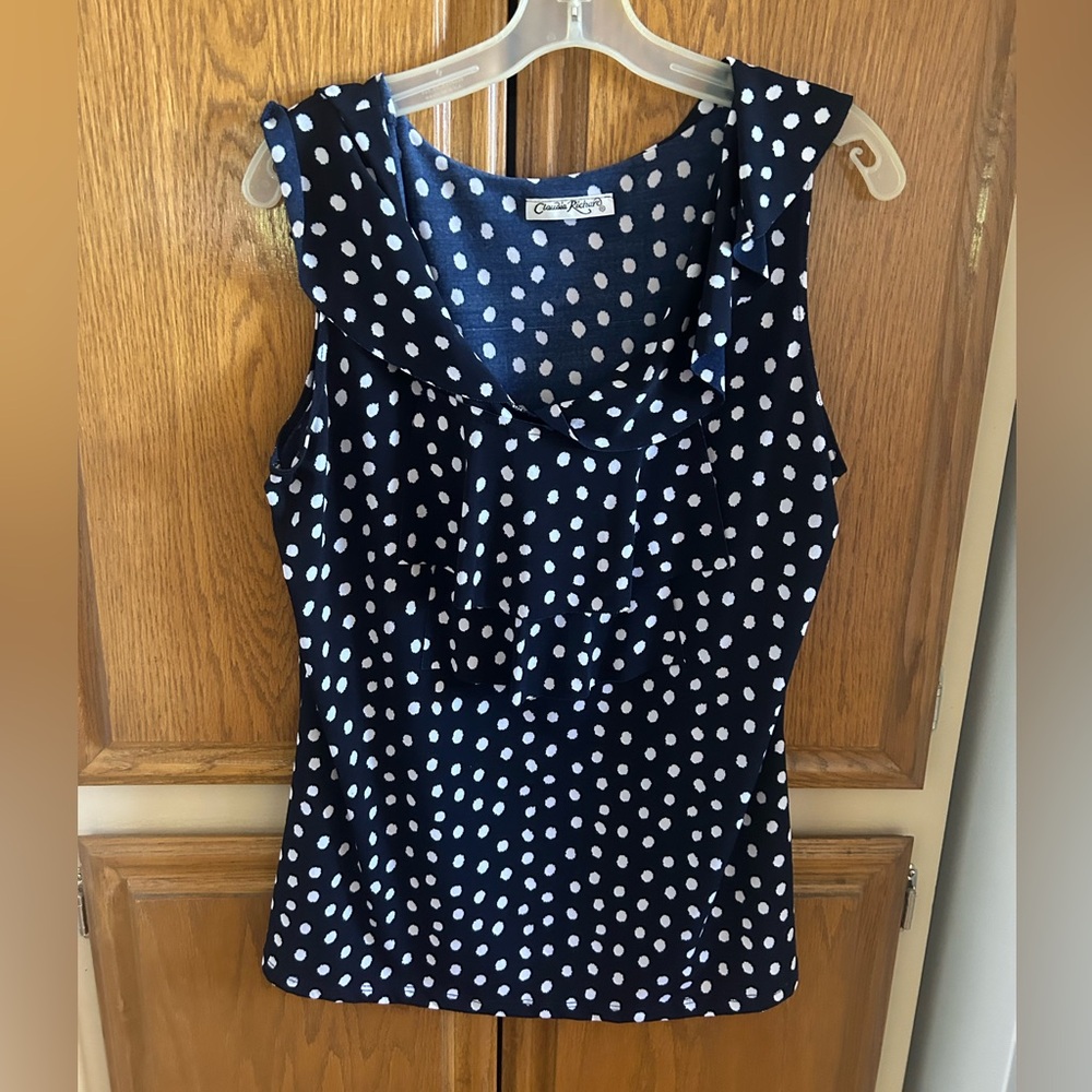 Women’s Claudia Richard Dark Blue Polka Dot blouse